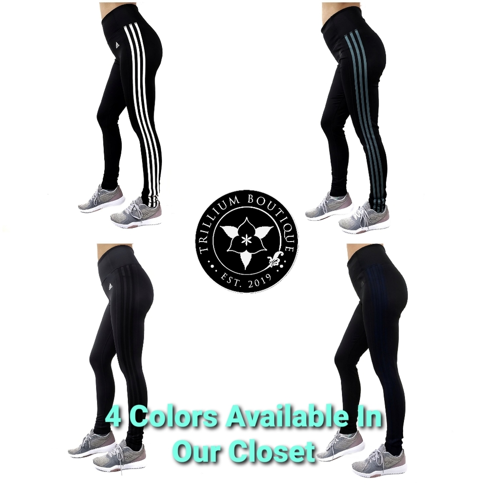Adidas Climalite Women's 3 Stripe Tights Mid Rise - Picture 7 of 7